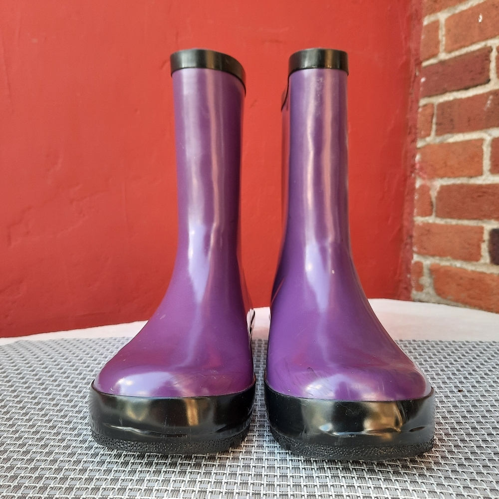 Roma Purple and Black Rain Boots Rubber Galoshes Spring Summer Youth 3 - Picture 6 of 13